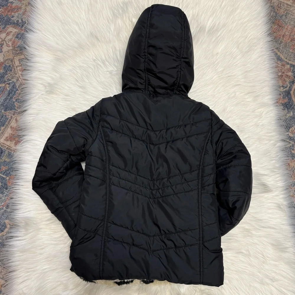 Madden Girl reversible puffer jacket black heart girls 7/8